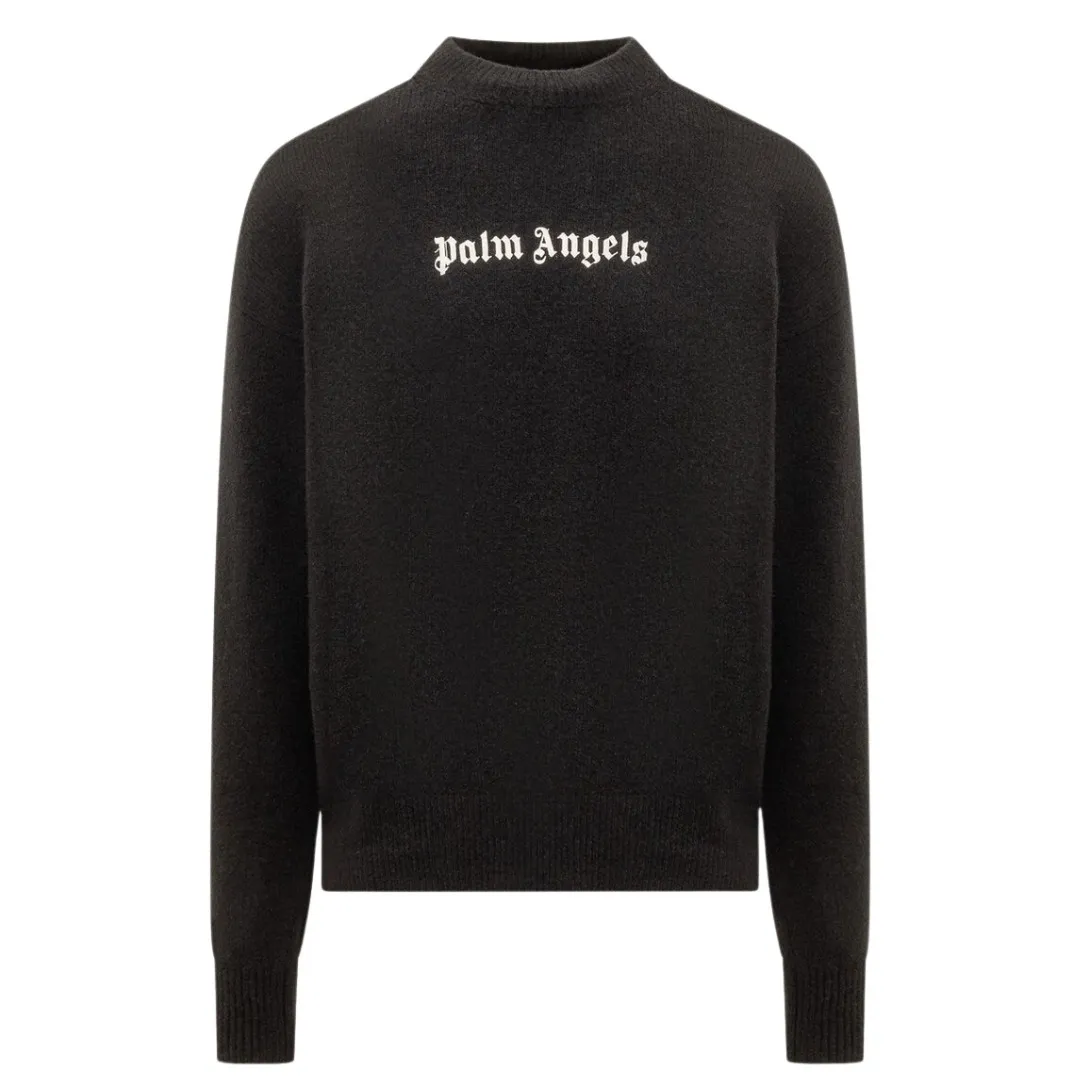 Palm Angels  |Crew Neck Wool Cashmere Street Style Plain Logo Sweaters