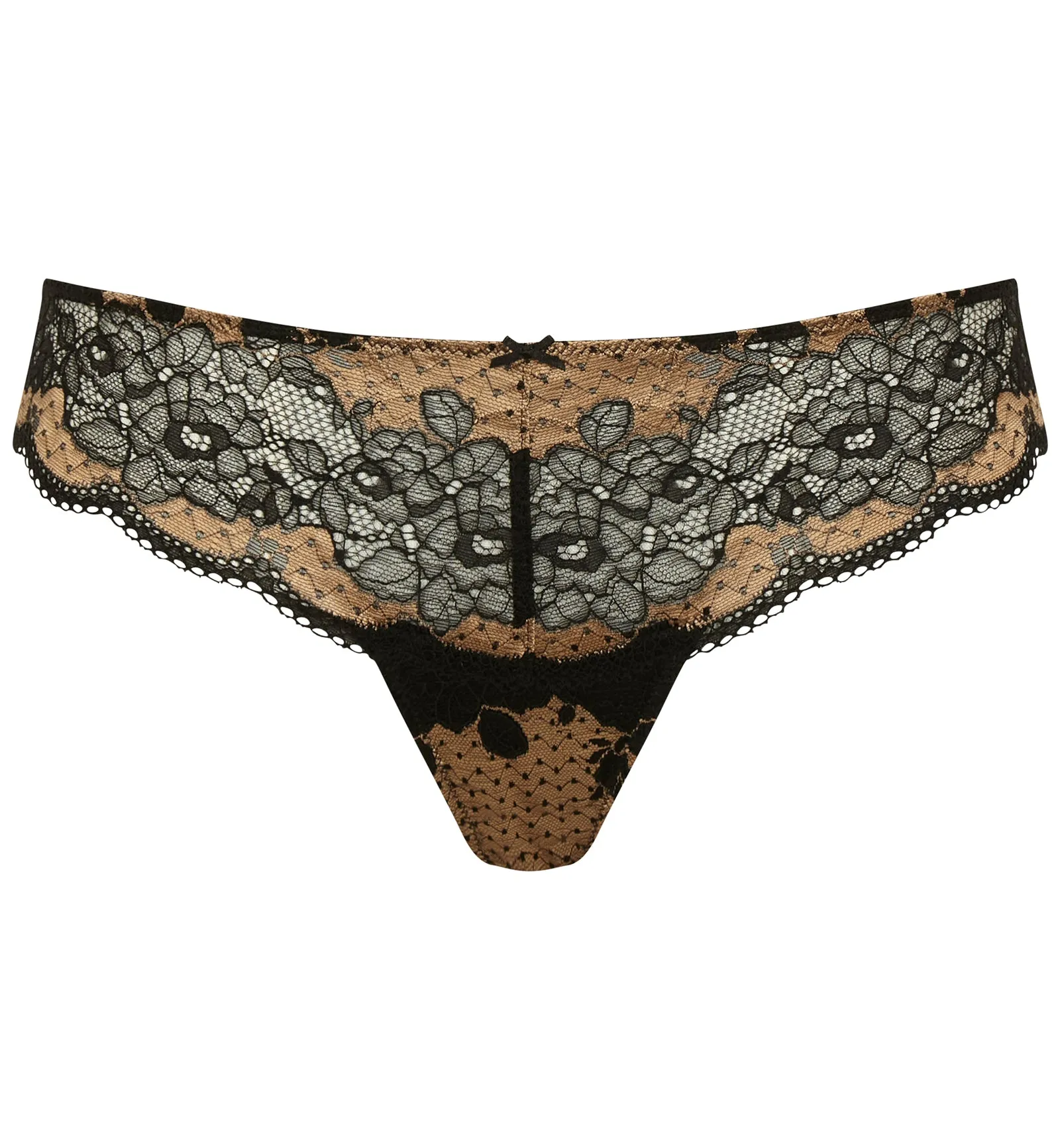 Panache Clara Thong (7259) - Black/Vintage Gold