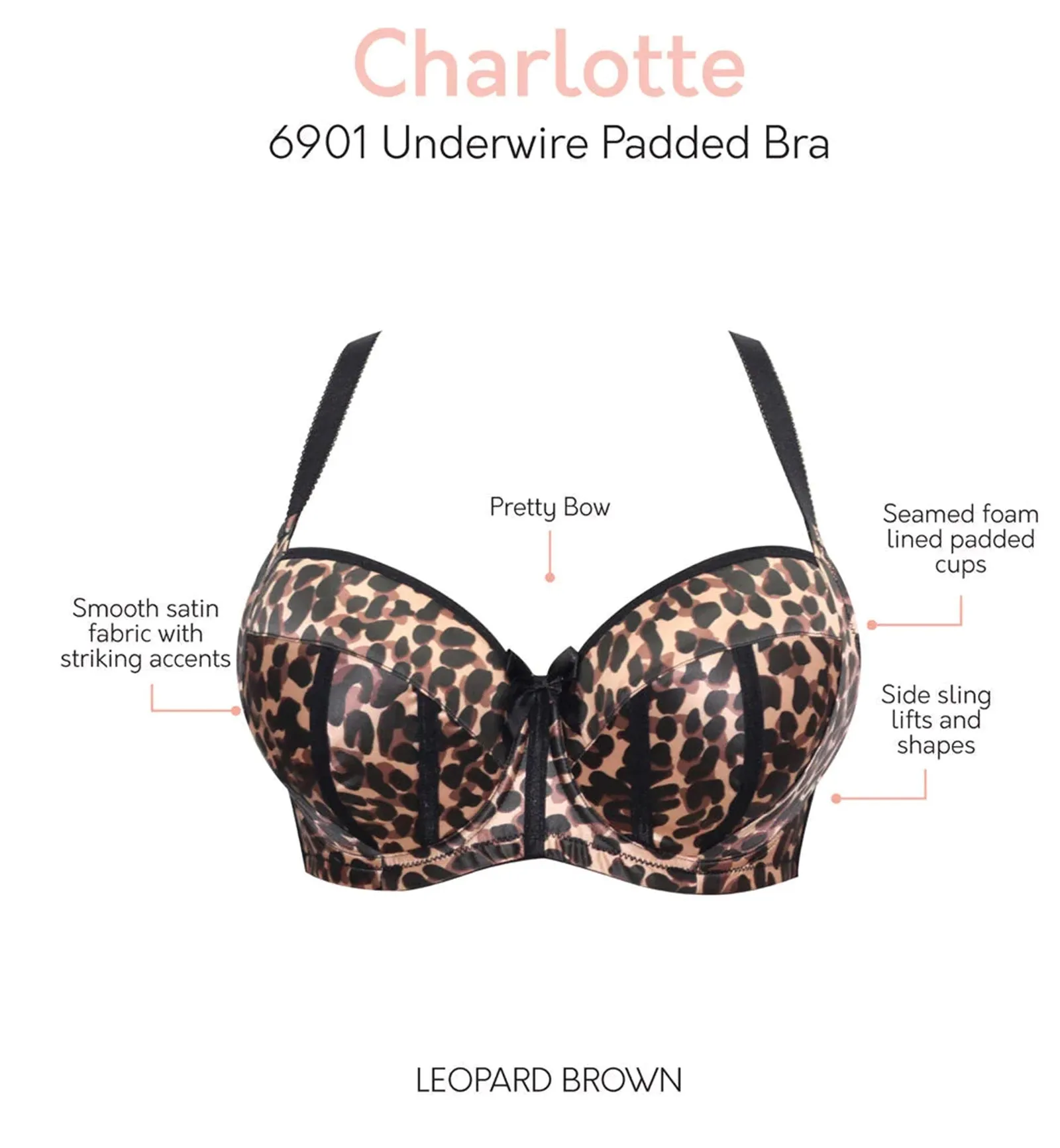 Parfait Charlotte Padded Underwire Bra (6901) - Leopard Brown