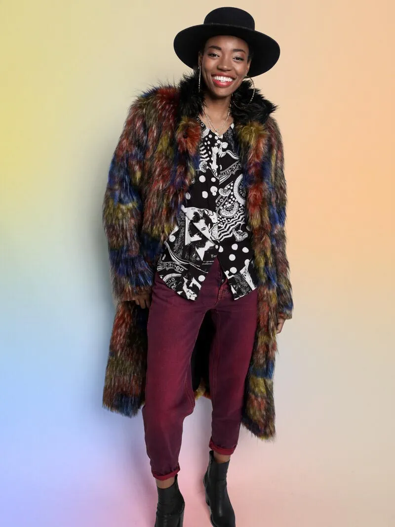 Parrot Calf Length Collared Faux Fur Coat  | Women's