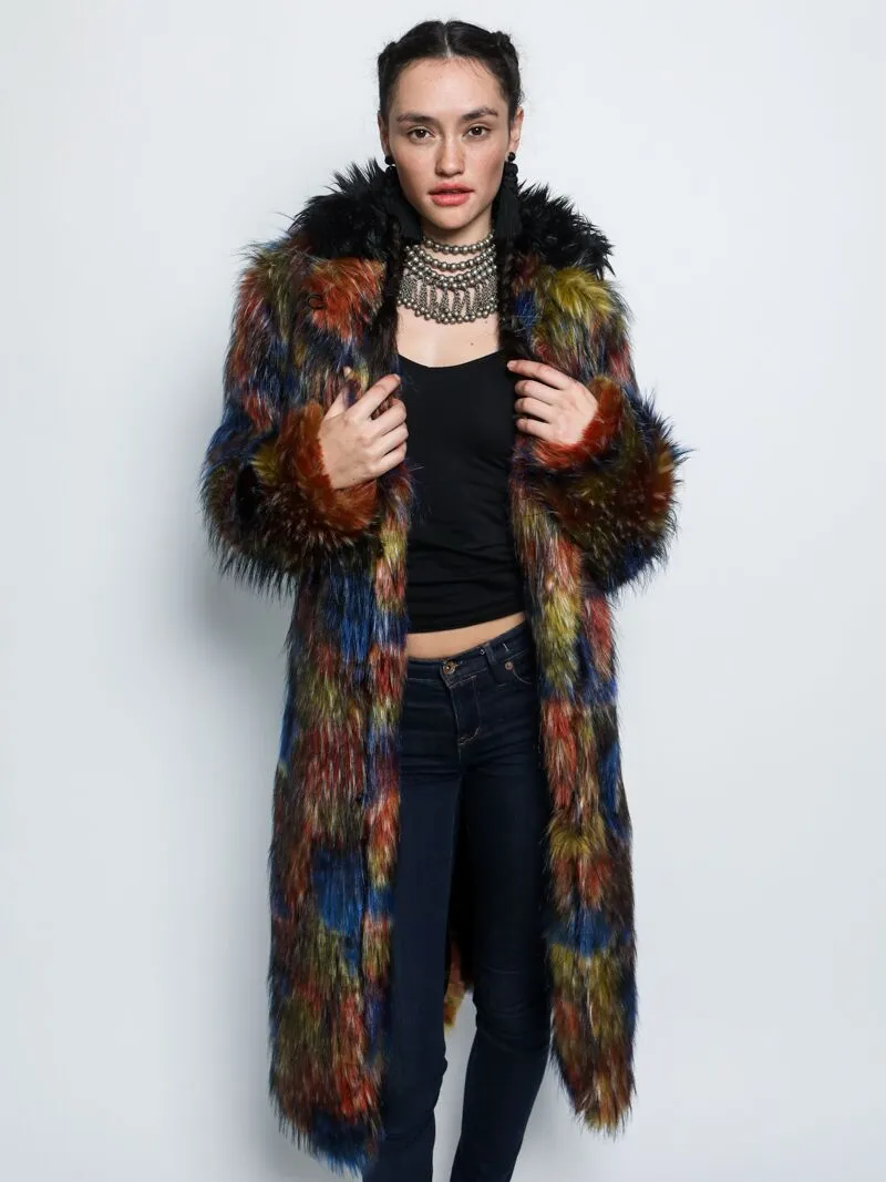 Parrot Calf Length Collared Faux Fur Coat  | Women's