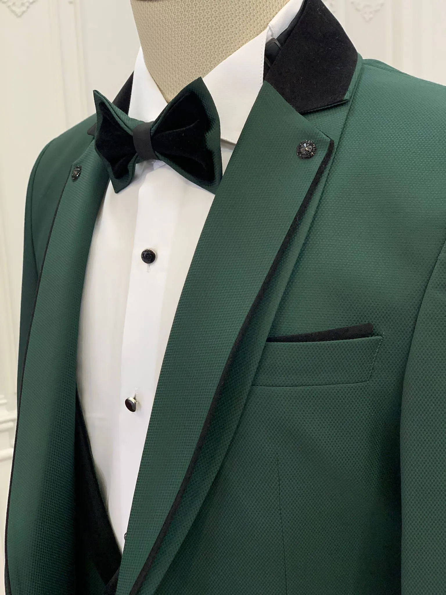 Partoni Royal Green Slim Fit Tuxedo