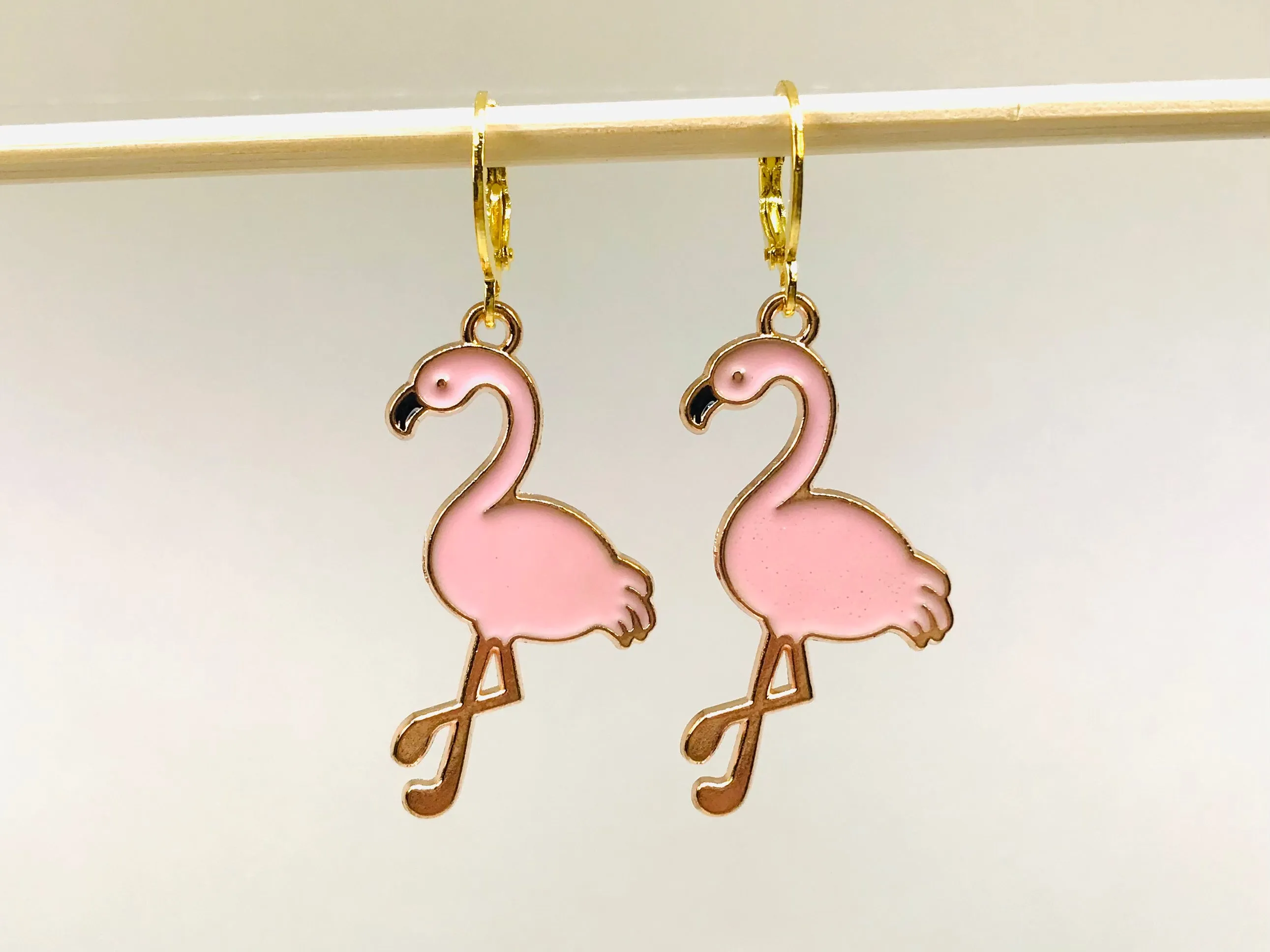 Pink Flamingo HUGGIE Earrings