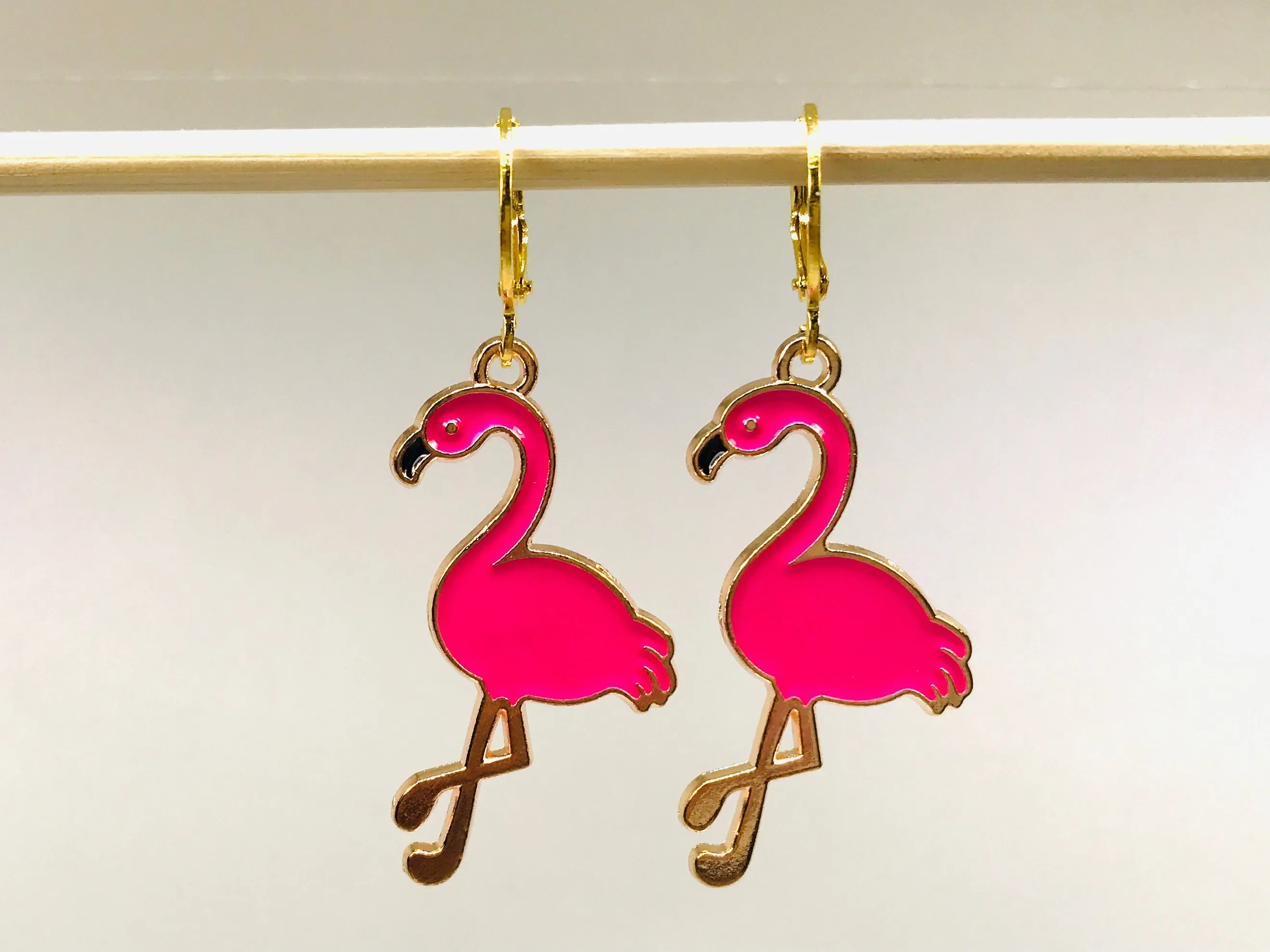 Pink Flamingo HUGGIE Earrings