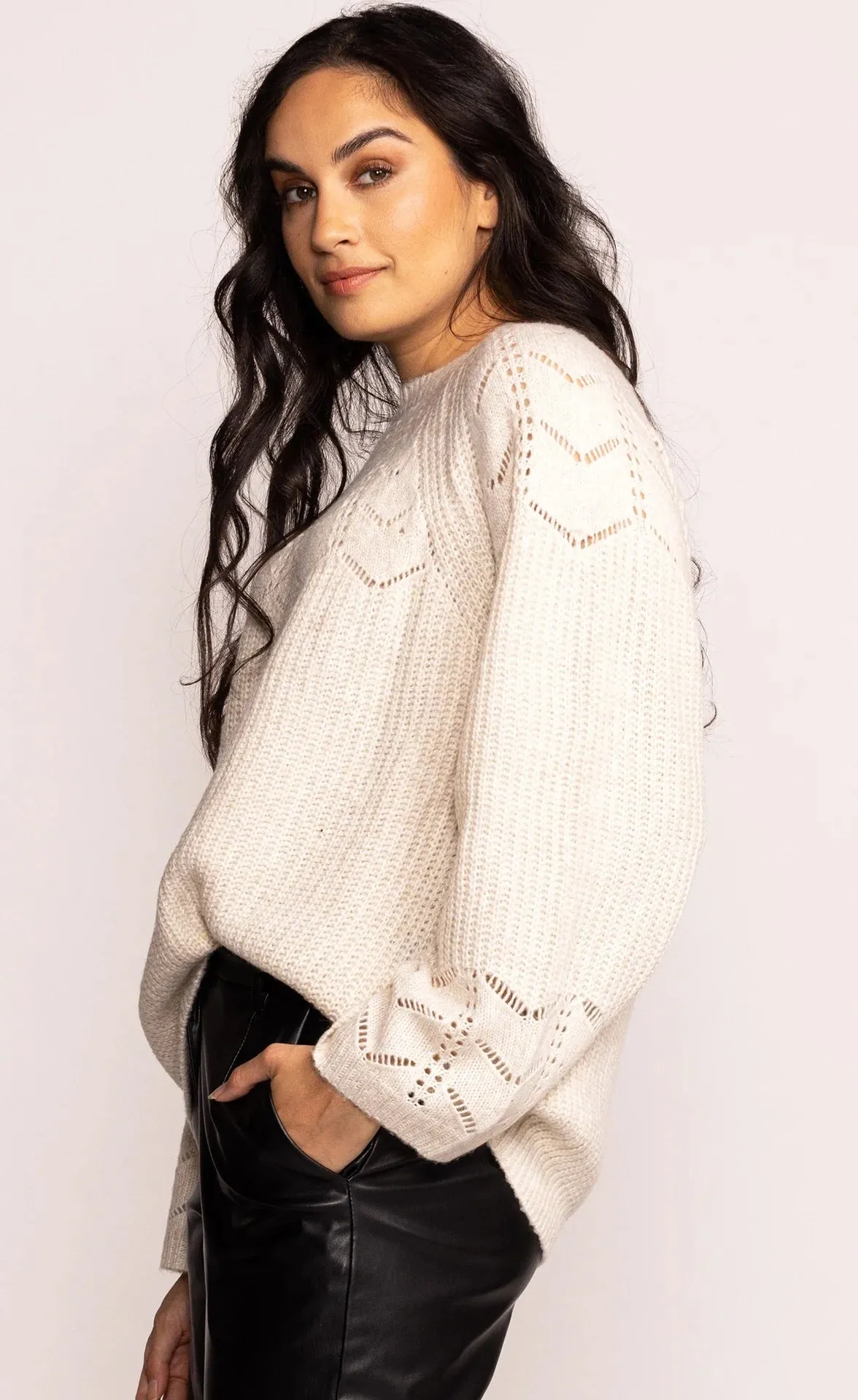 Pink Martini Ella Sweater | Pink + White