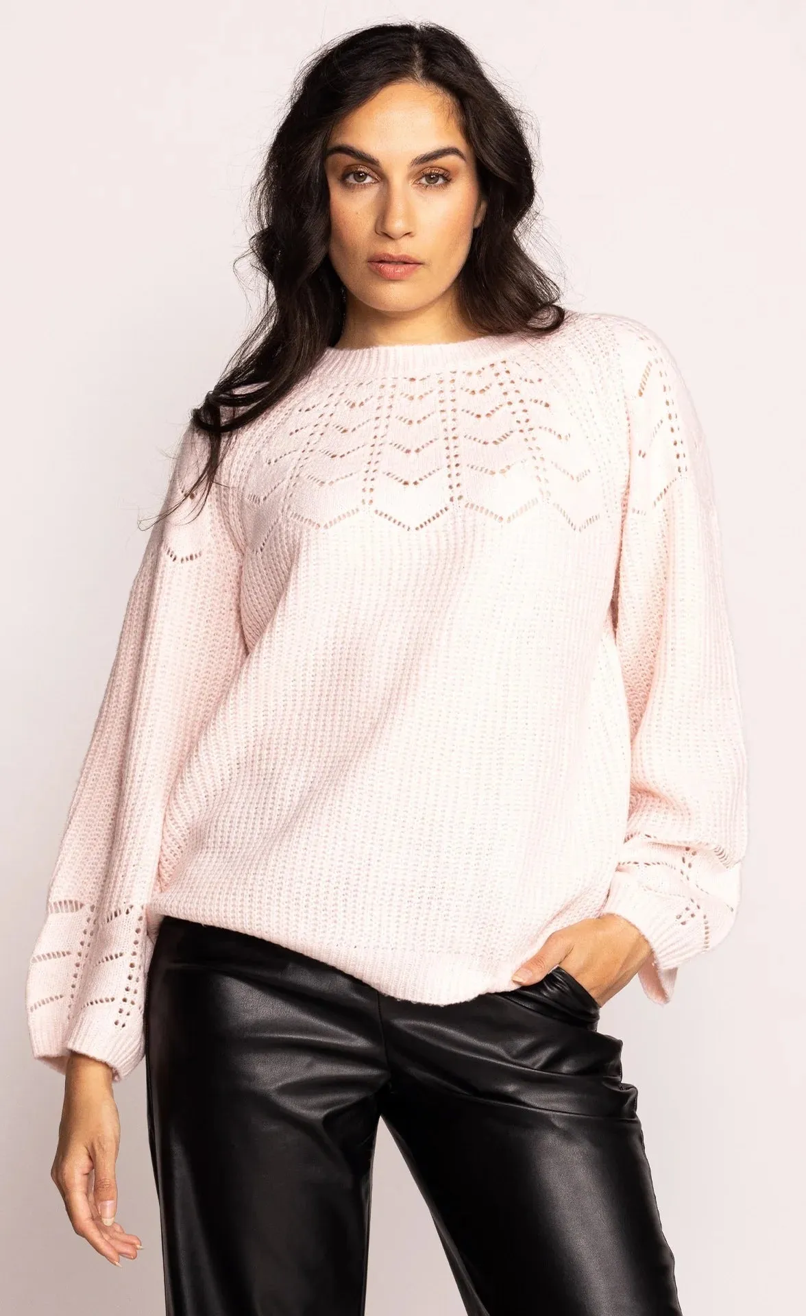 Pink Martini Ella Sweater | Pink + White