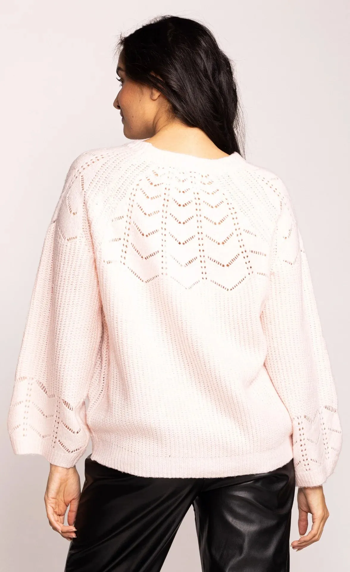 Pink Martini Ella Sweater | Pink + White