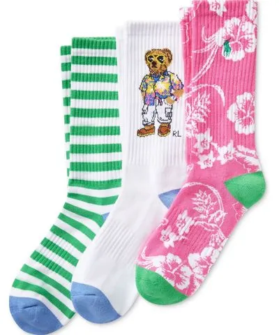 Polo Ralph Lauren Men's 3-Pk. Beach Bear Crew Socks Gift Box