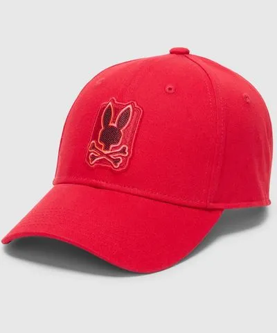 Psycho Bunny Men's Pierce Baseball Cap 621 BRILLIANT RED 2 /