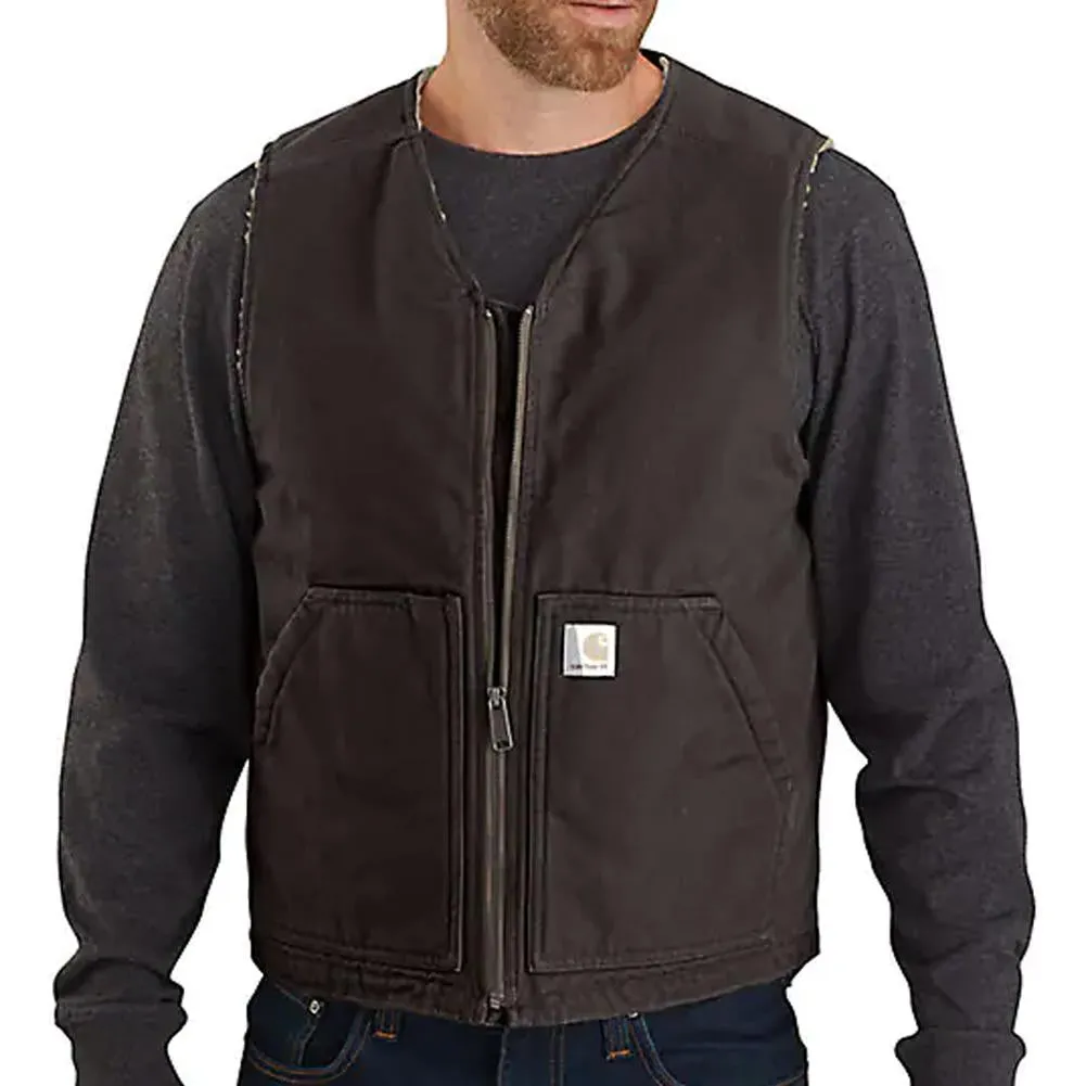 Relaxed Fit Washed Duck Sherpa-Lined Vest - Big - 104394B