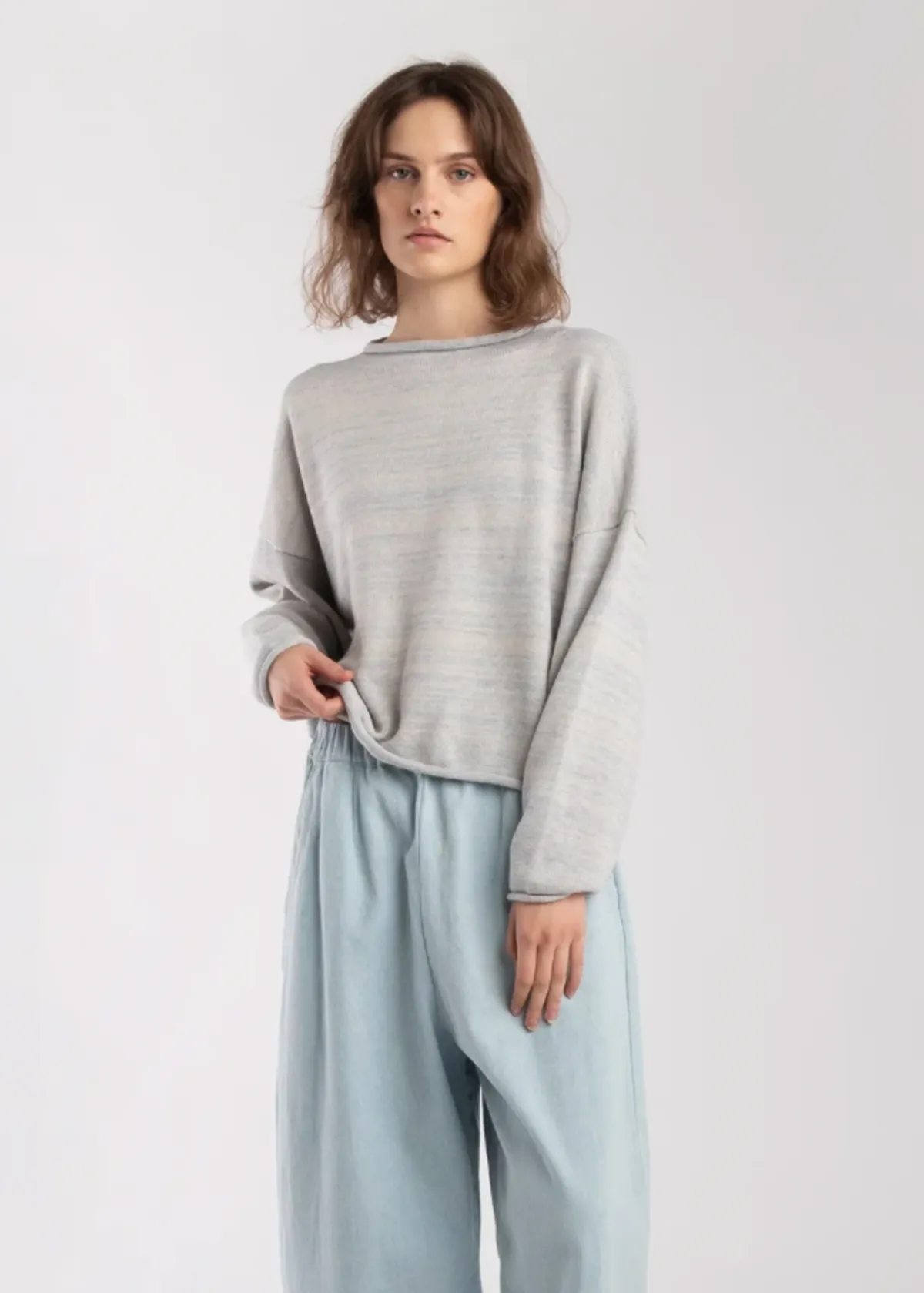 Rolled Sweater - Heather Grey