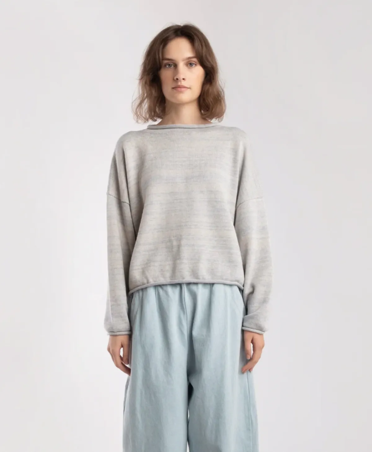 Rolled Sweater - Heather Grey