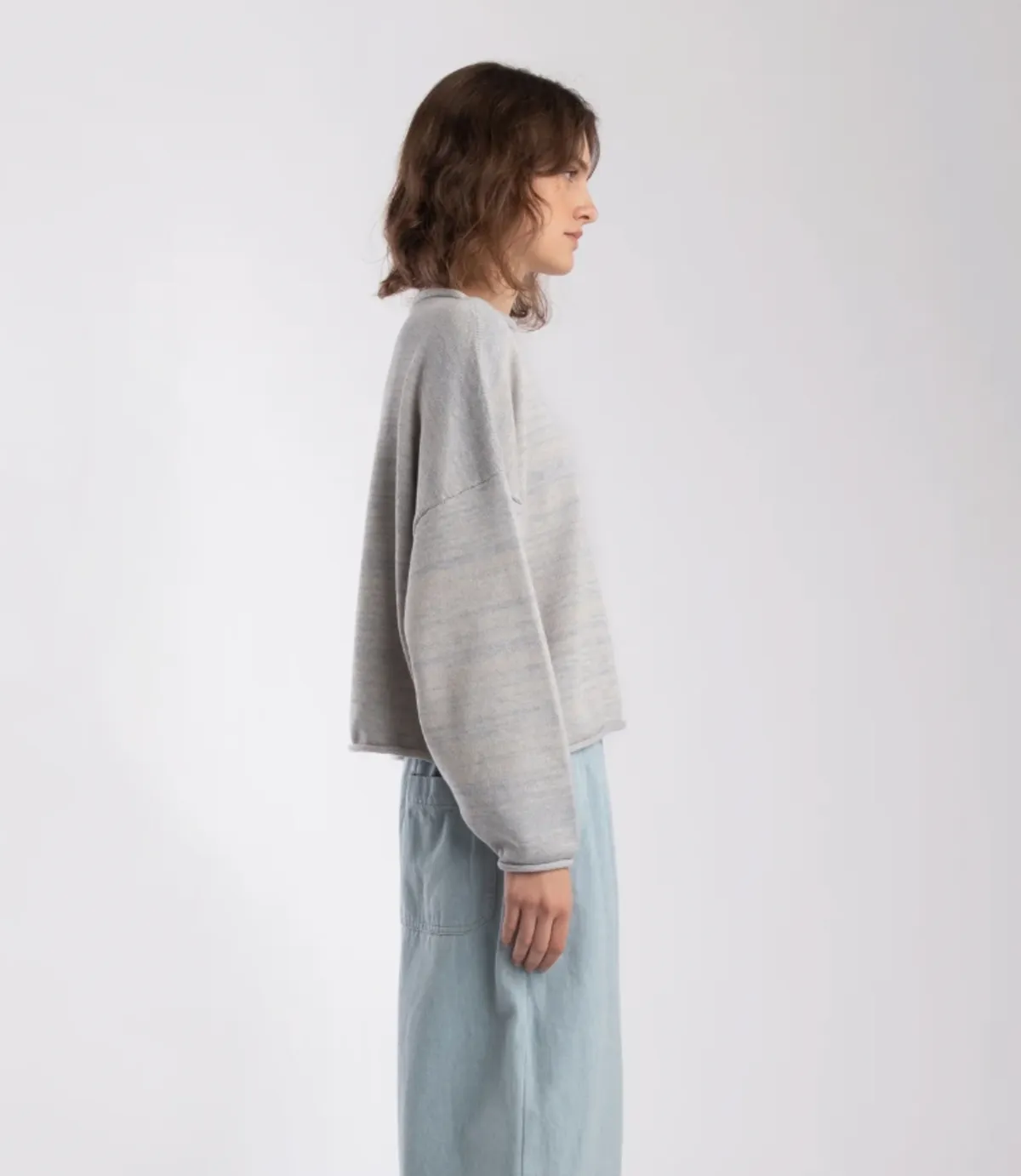 Rolled Sweater - Heather Grey