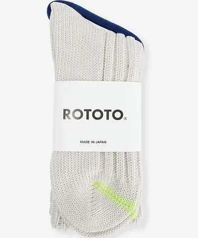 Rototo Mens Pale Gray Chunky Ribbed mid-calf cotton-blend knit socks