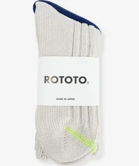 Rototo Mens Pale Gray Chunky Ribbed mid-calf cotton-blend knit socks