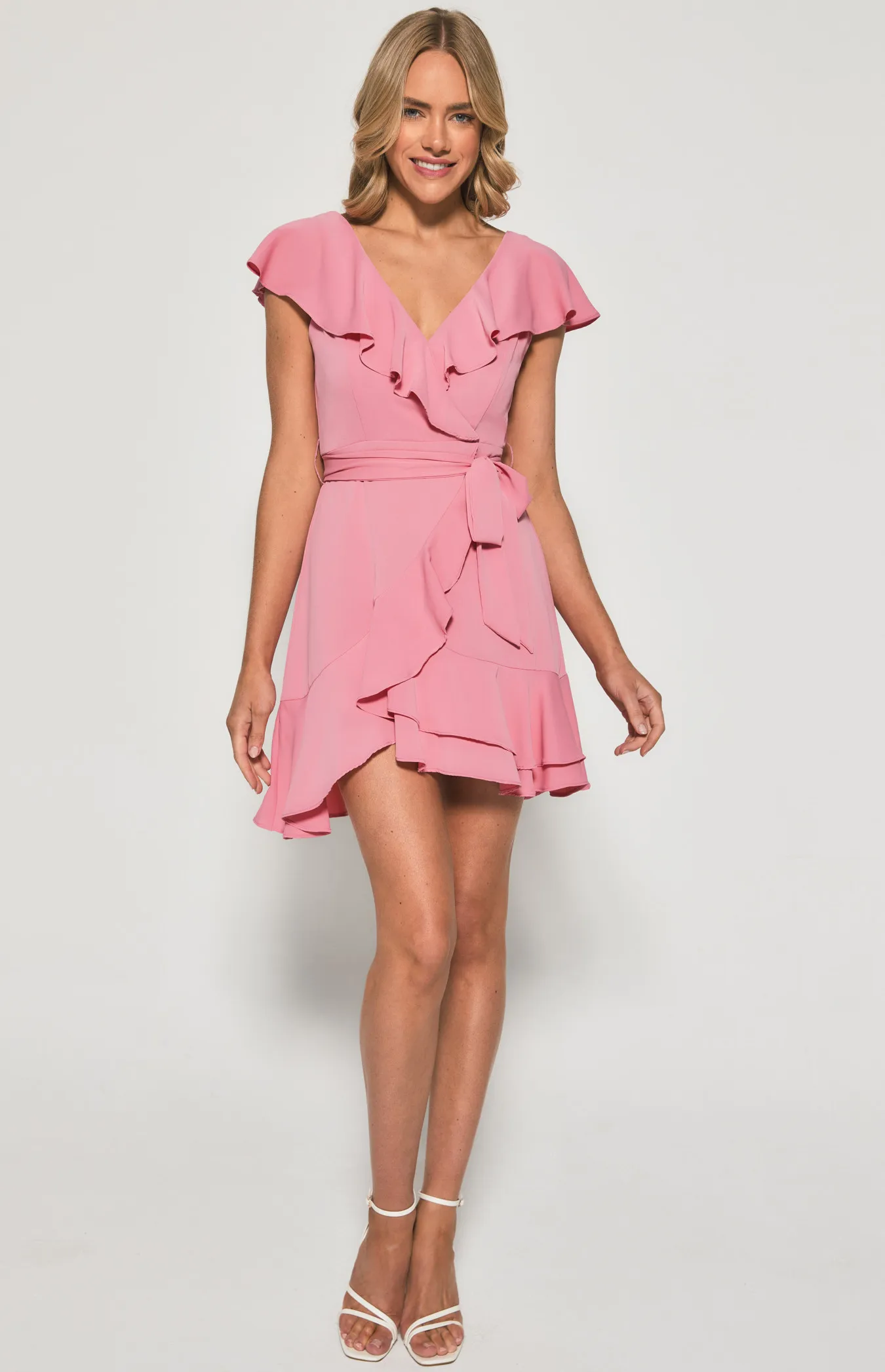 Ruffle Neckline Dress with Hem Detail (SDR1322A)