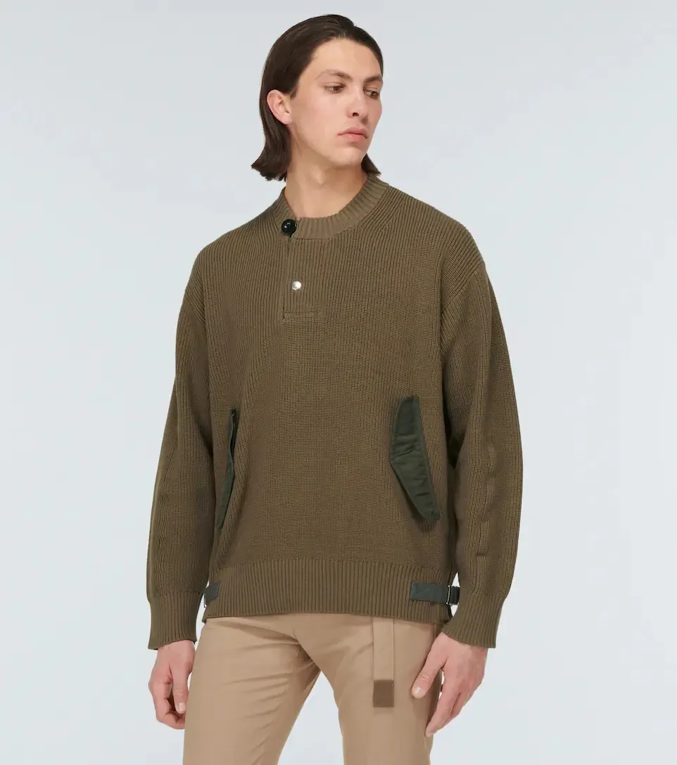 sacai  |Street Style Long Sleeves Plain Cotton Designers Sweaters