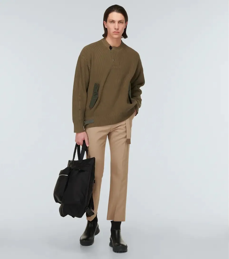 sacai  |Street Style Long Sleeves Plain Cotton Designers Sweaters