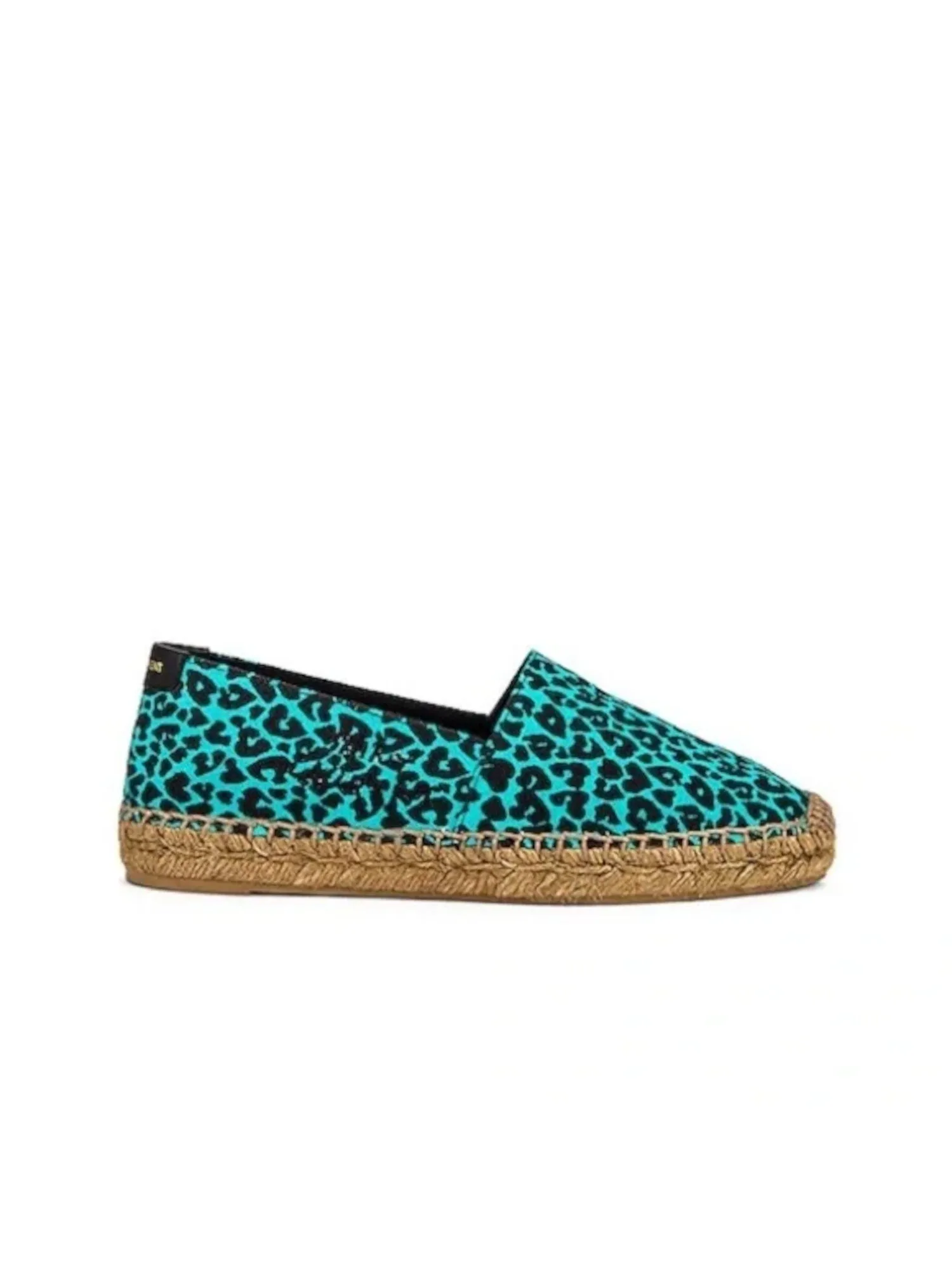 SAINT LAURENT Womens Aqua Animal Print Round Toe Slip On Espadrille Shoes