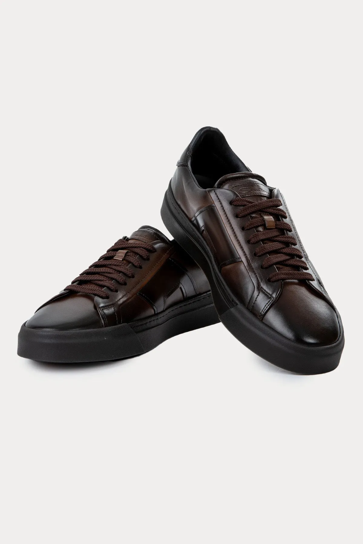 Santoni Double Buckle Deri Sneaker Ayakkab