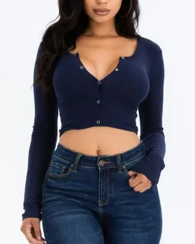 Savanna Button Up Ribbed Crop Top