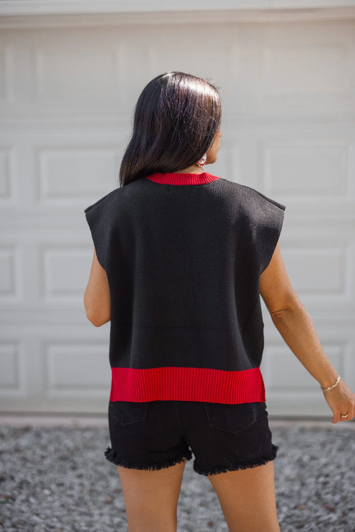 Sequin Football Season Black Sweater