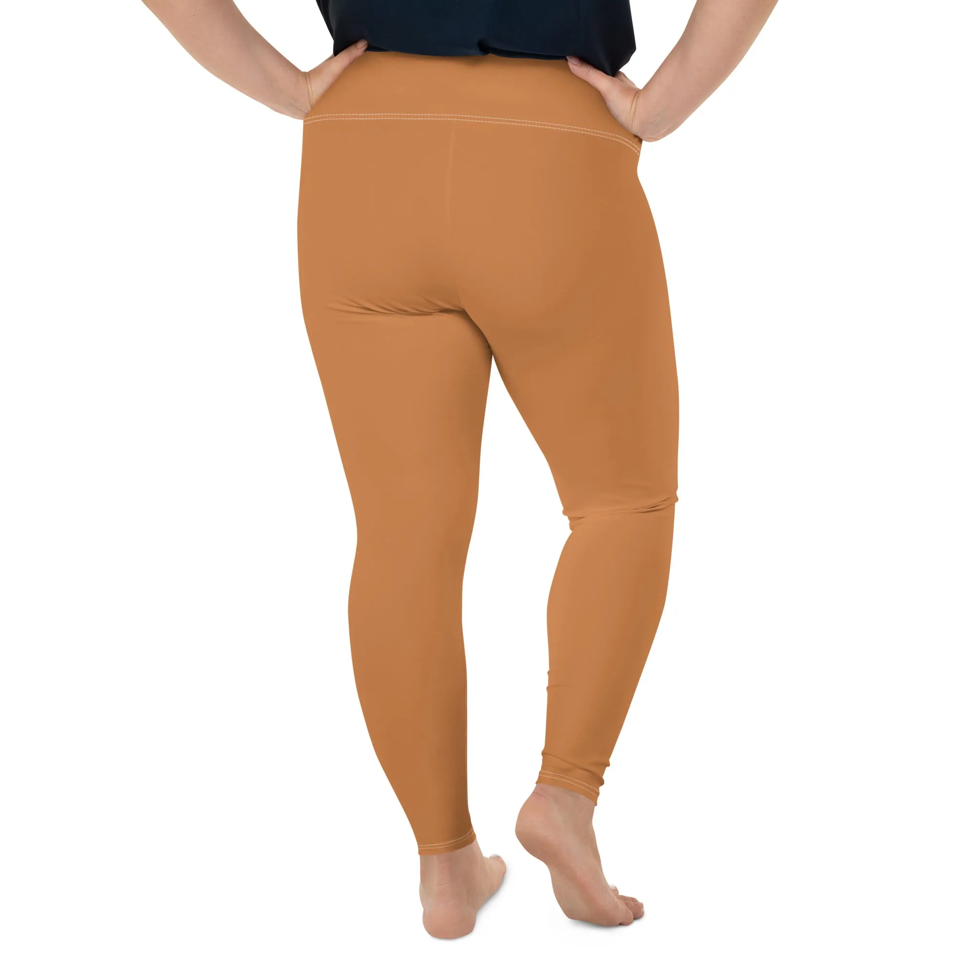 Size-Inclusive Style: Women's Solid Color Yoga Pants - Raw Sienna