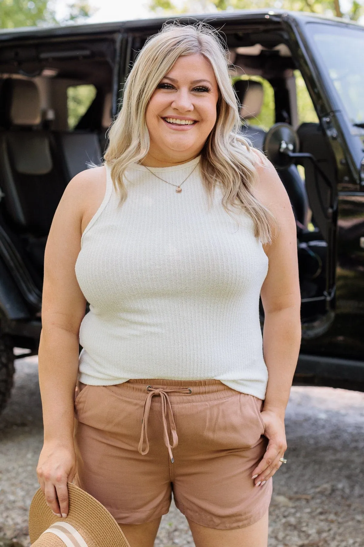 So Far So Good Knit Tank Top- Ivory