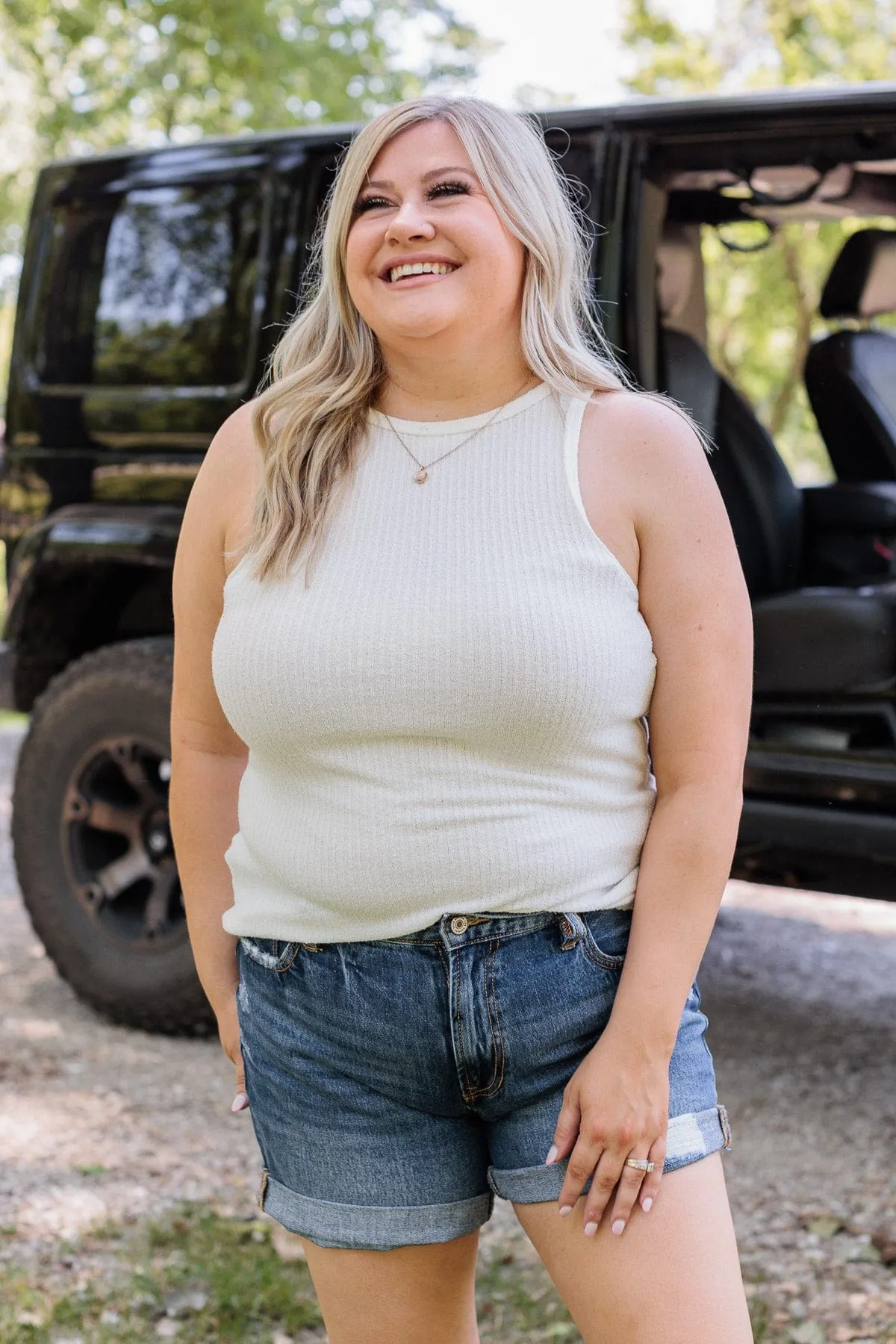 So Far So Good Knit Tank Top- Ivory