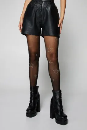 Star Embellished Sheer Tights