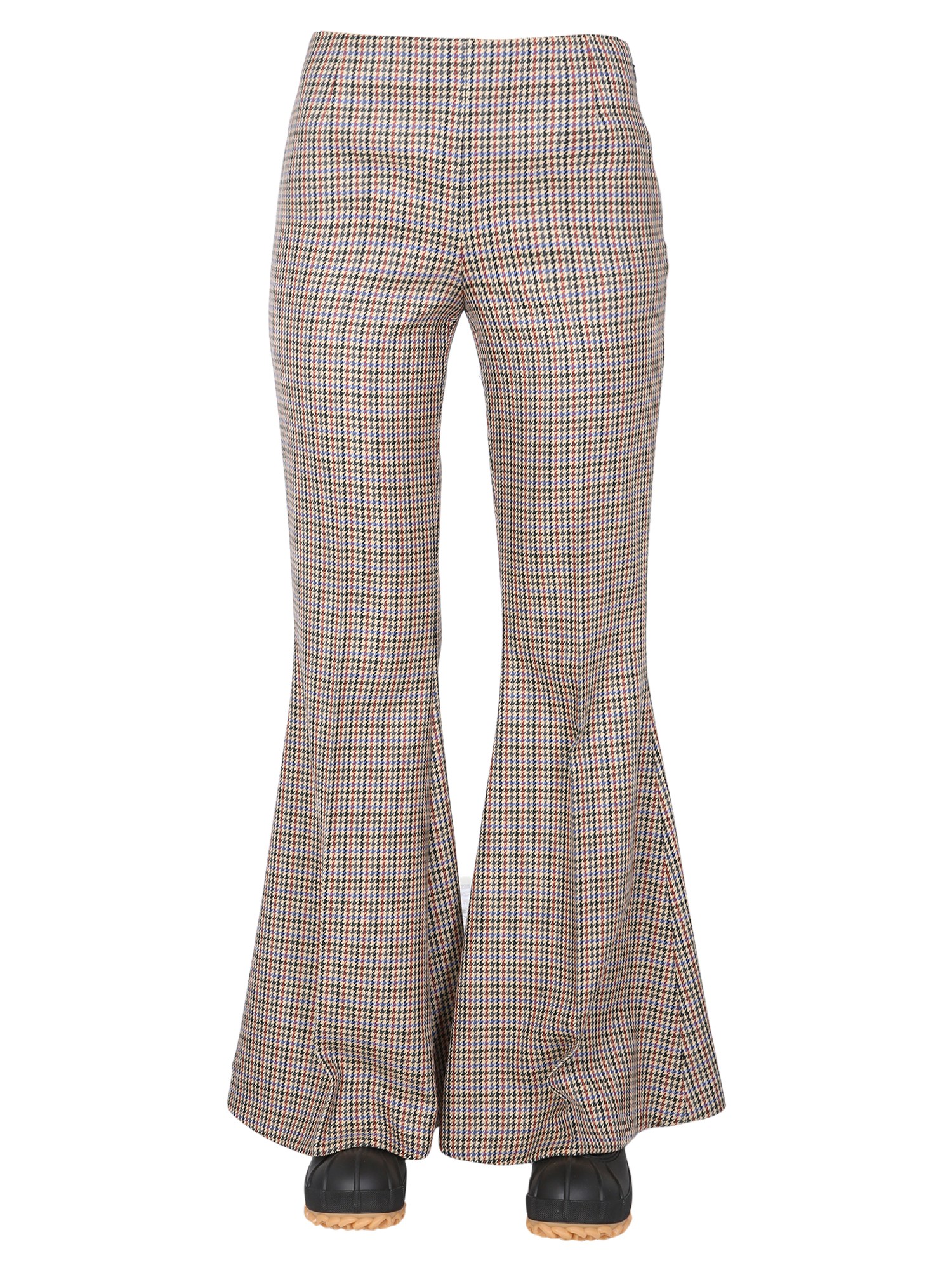 STELLA McCARTNEY    MONA WOOL PANTS WITH PIED DE POULE PATTERN