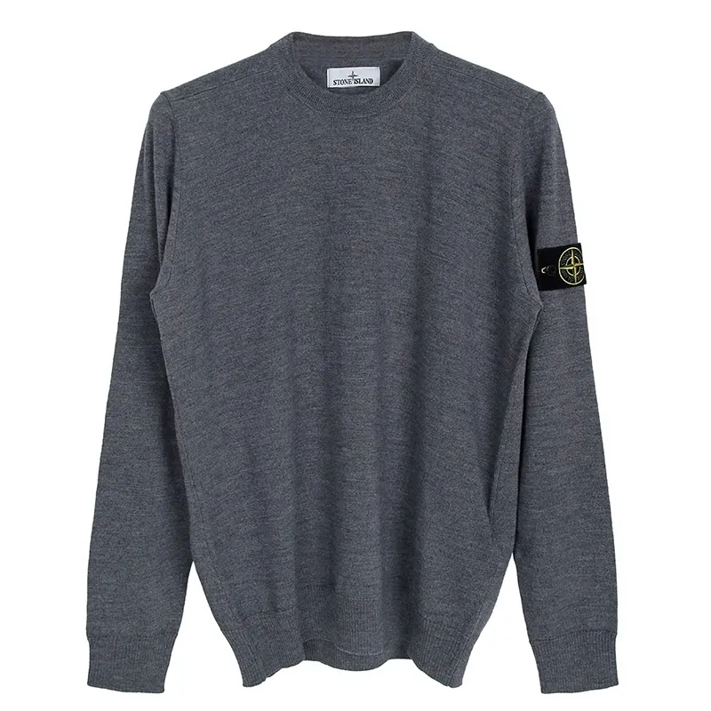 STONE ISLAND  |Crew Neck Wool Long Sleeves Plain Logo Sweaters