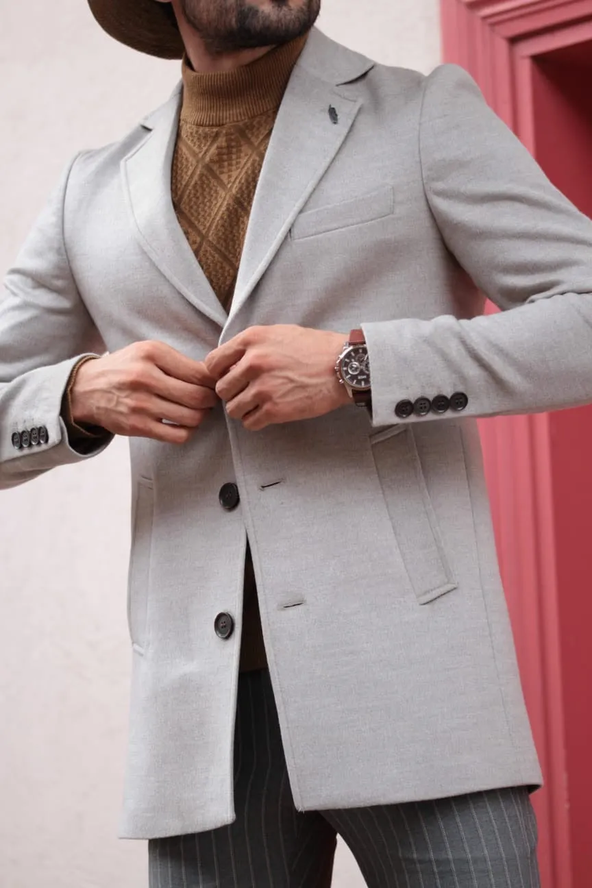 Stone Slim-Fit Wool Coat