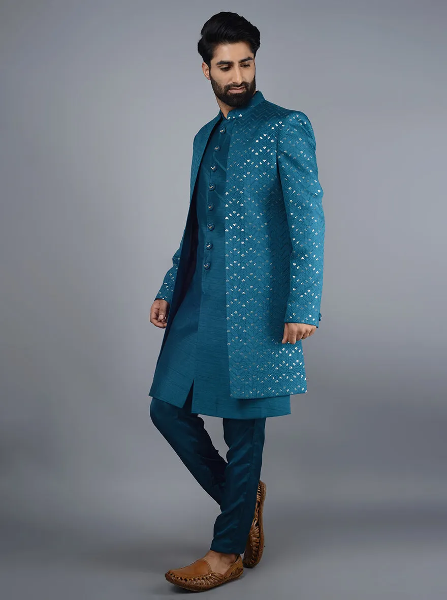 Teal Blue Indowestern | Azania