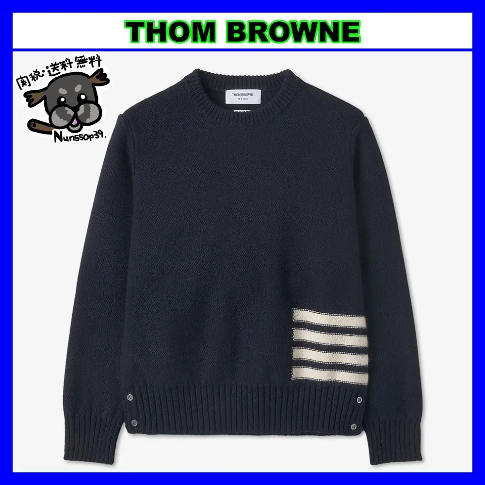 THOM BROWNE  |Stripes Street Style Plain Logo Designers Sweaters