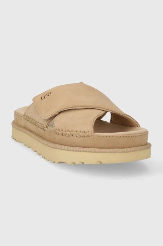 UGG suede sliders Goldenstar Cross Slide women's beige color 1137910