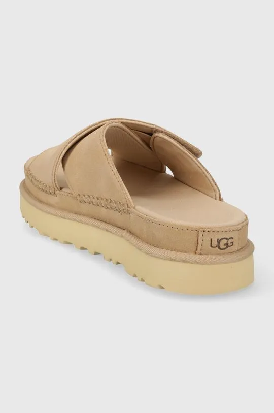 UGG suede sliders Goldenstar Cross Slide women's beige color 1137910