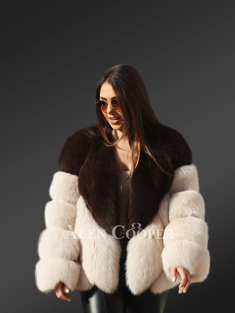 V-shaped Fox Fur Coat For Women