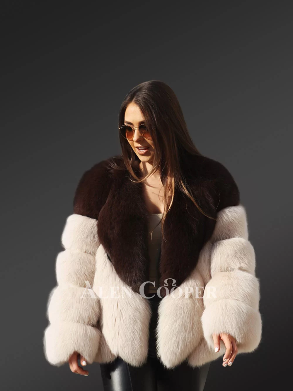 V-shaped Fox Fur Coat For Women