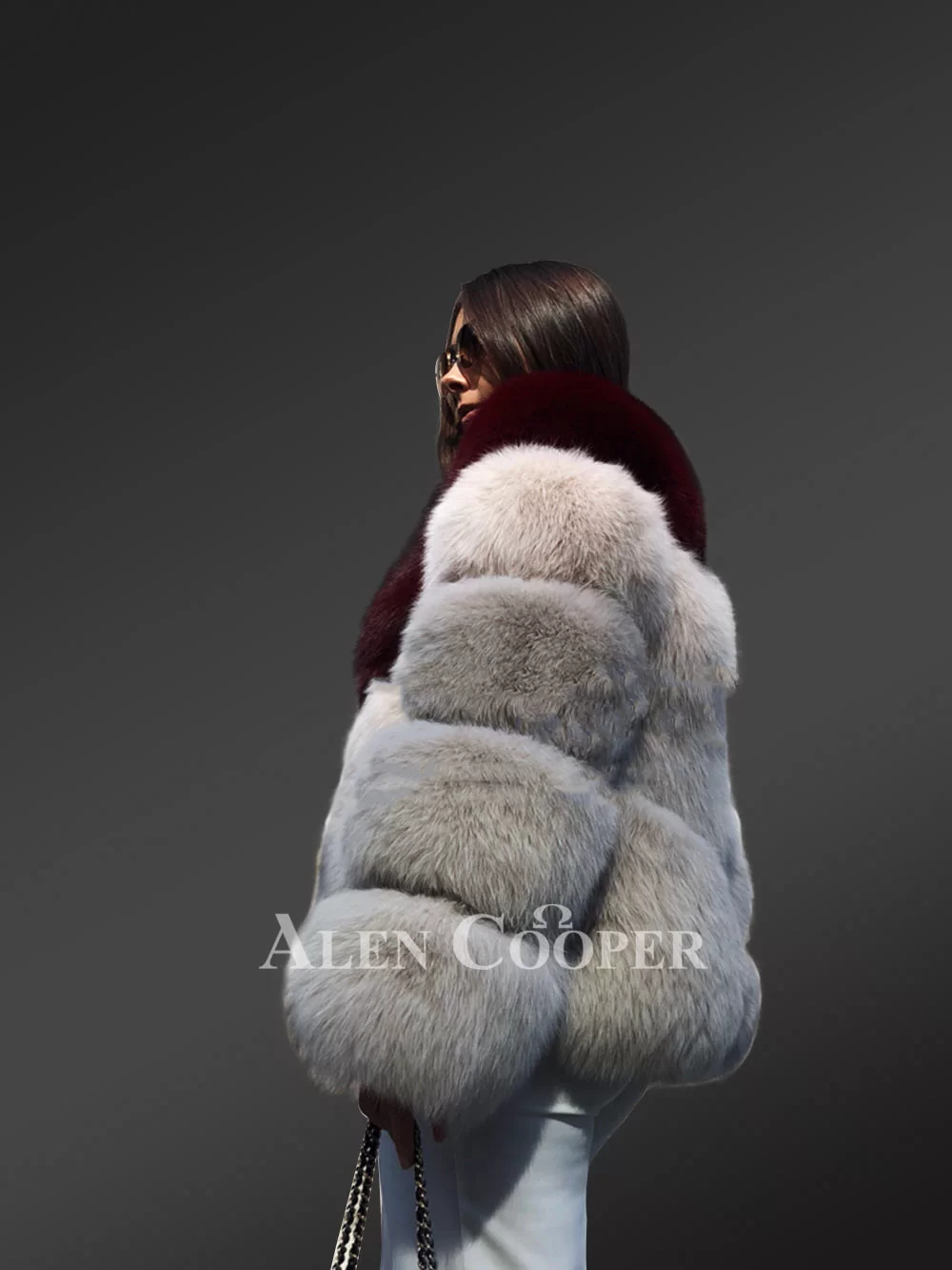 V-shaped Fox Fur Coat For Women