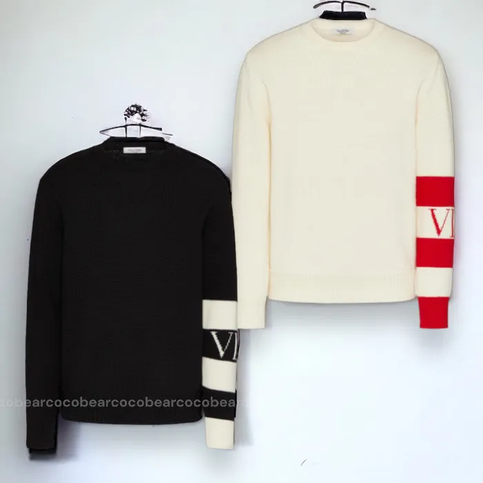 VALENTINO  |Wool Street Style Long Sleeves Plain Logo Luxury Sweaters