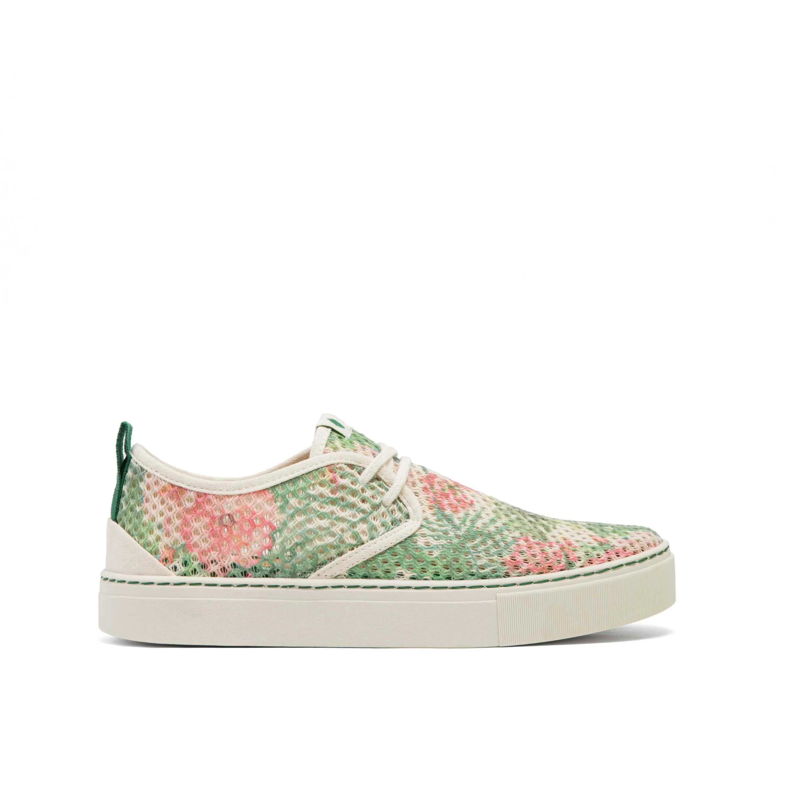 Vegan sneaker mesh white flowers SID039