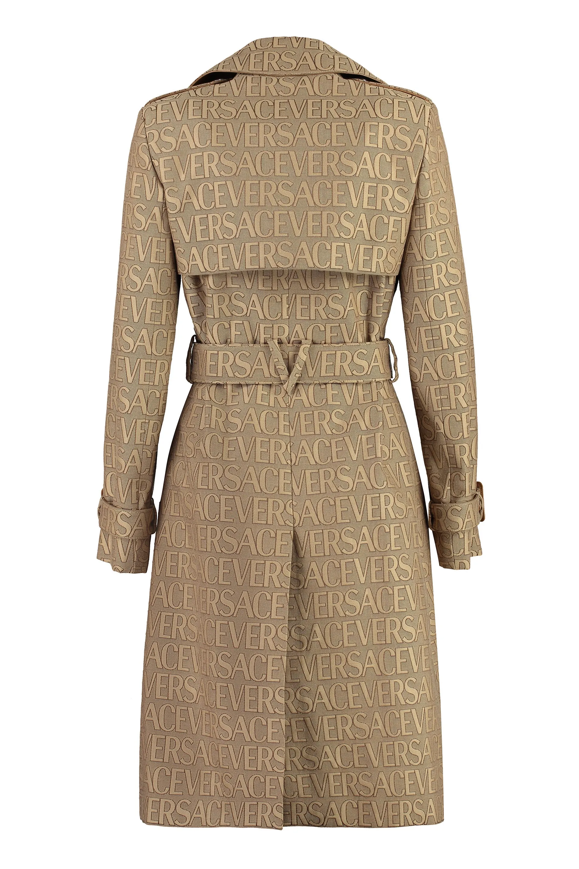 VERSACE Beige All-Over Motif Trench Jacket for Women