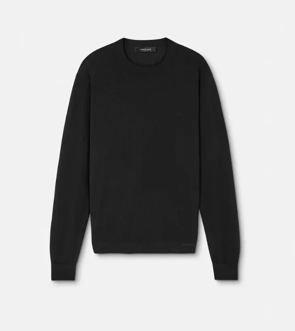 VERSACE  |Crew Neck Silk Long Sleeves Plain Cotton Luxury Sweaters