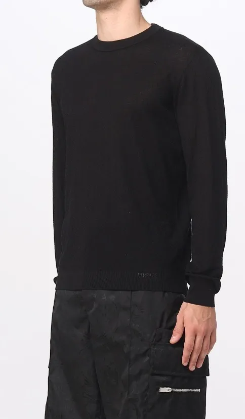 VERSACE  |Crew Neck Silk Long Sleeves Plain Cotton Luxury Sweaters