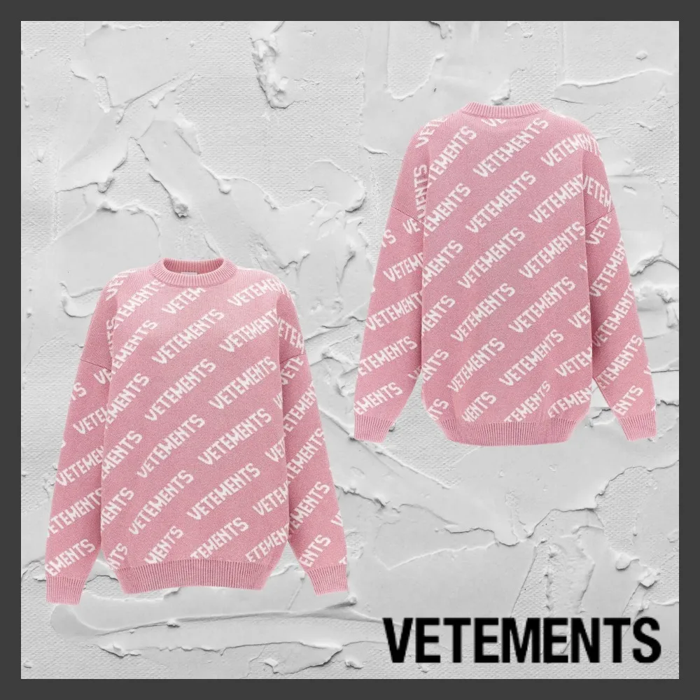 VETEMENTS  |Wool Nylon Street Style Long Sleeves Logo Sweaters