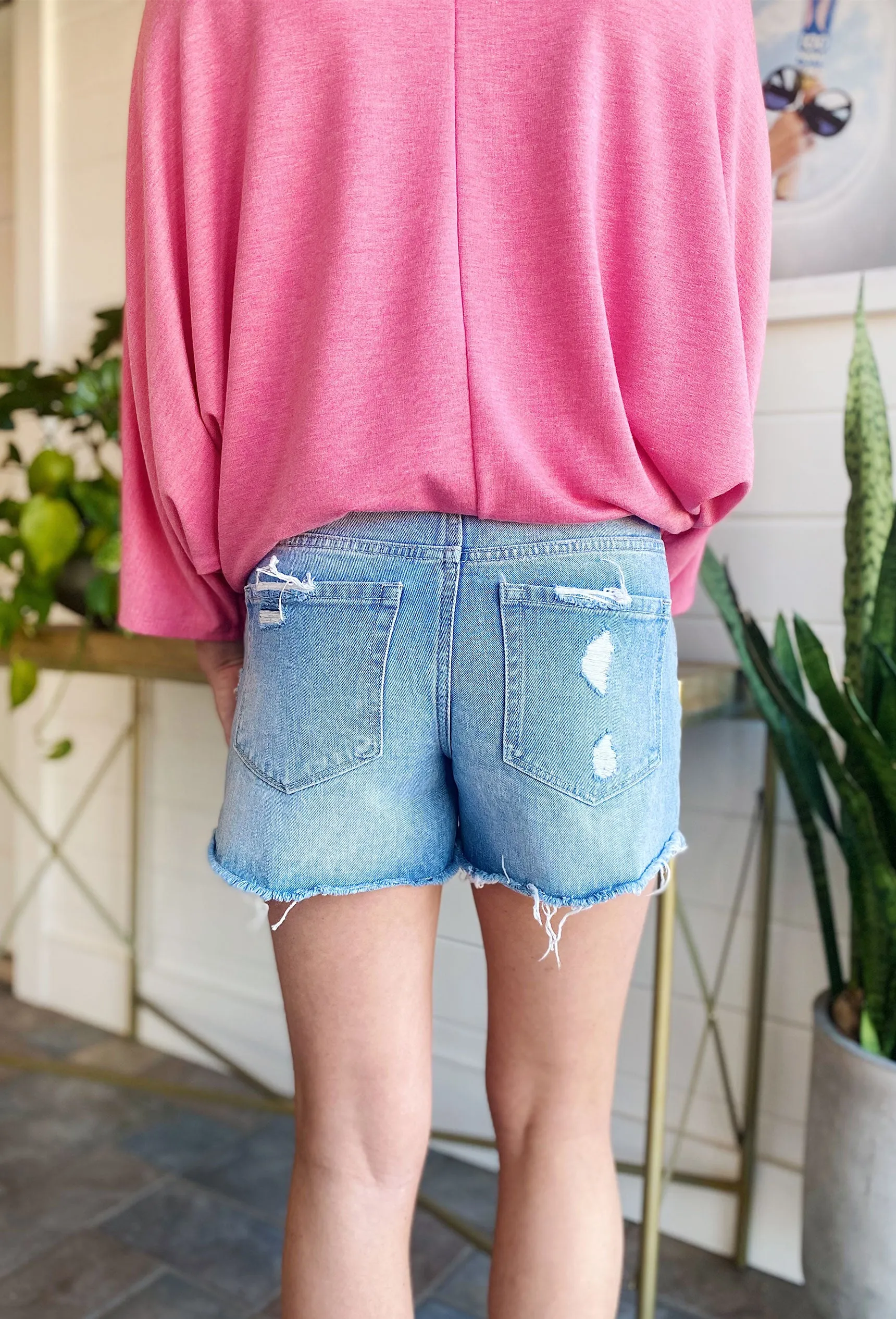 Vintage Distressed Mid-Rise Denim Shorts by Vervet