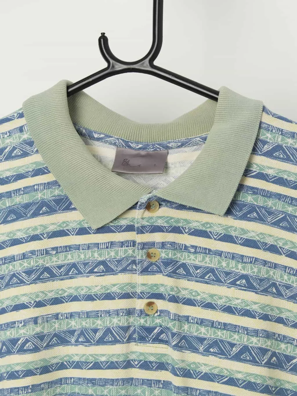 Vintage pastel green and blue polo shirt – Large