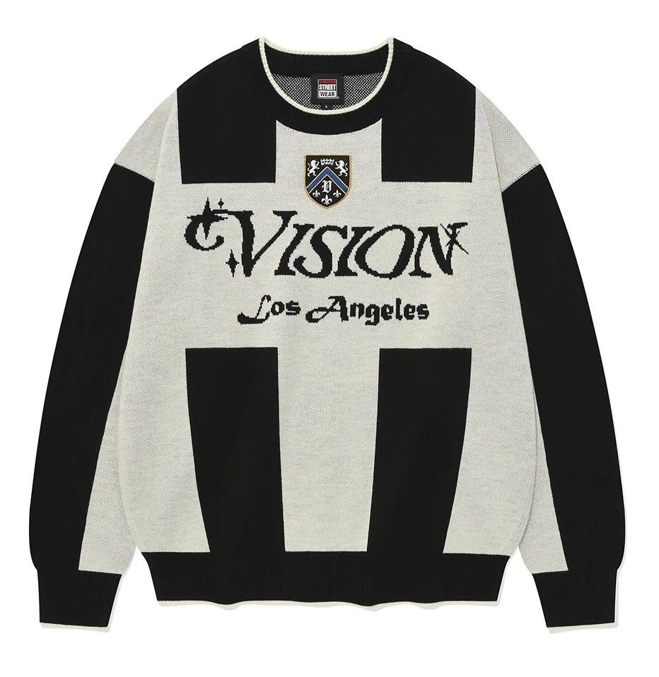 Vision Street Wear  |Stripes Unisex Street Style Logo Sweaters