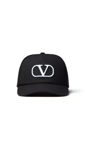 Vlogo Embroidered Cotton Cap - Black/White